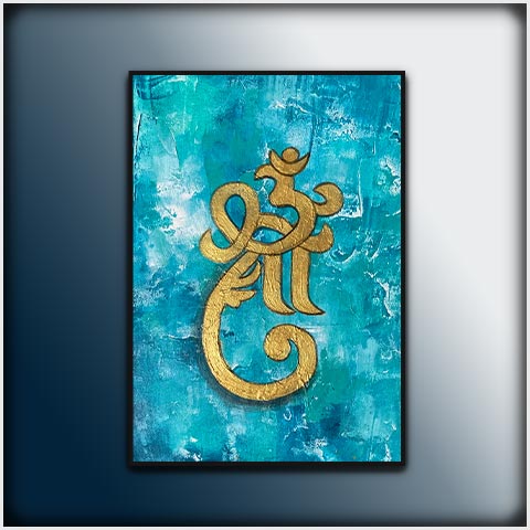Ganesha Painting : Golden Om, Shree, Ganesh Art
