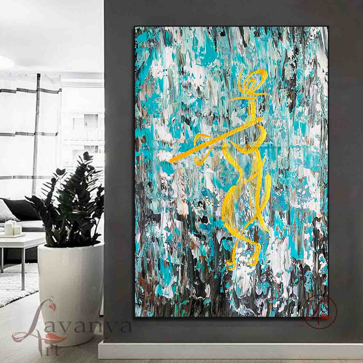 krishna Abstract Art : Dwarkapati - krishna